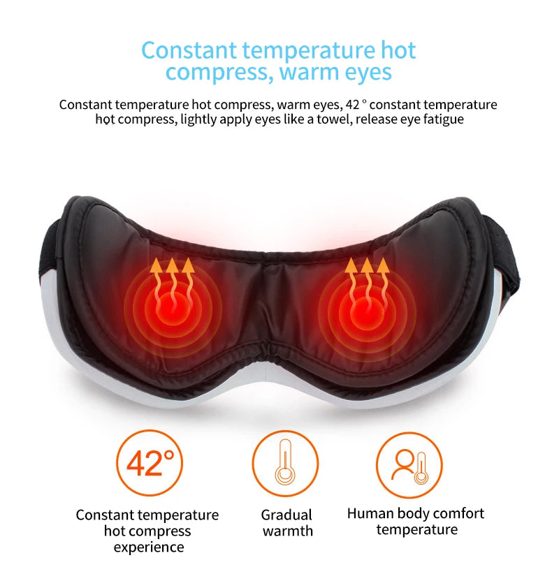 6D Smart Eye Massager Vibration Hot Airbag Compress Eye Care Instrument Bluetooth Music Eye Massage Glasses Eye Relax Fatigue